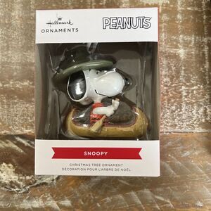 SNOOPY IN CANOE Scout Hat - PEANUTS 2023 Hallmark Christmas Tree‎ Ornament - NEW